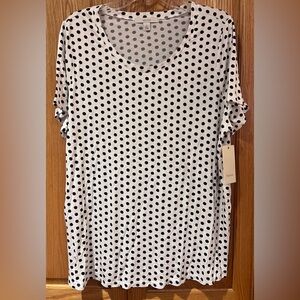 Sejour by Nordstrom White & Black Polka Dot Print Nina Sleep Shirt Plus Size 1X